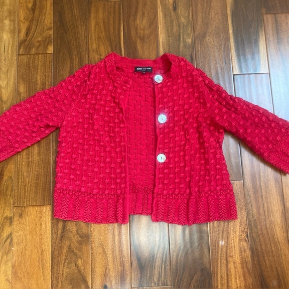 UNIQUE Sz Lrg Jones New York CHUNKY KNIT Cardigan Sweater Red Preppy - Picture 1 of 5